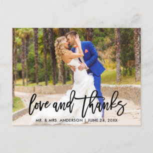 Postal Boda de Amor y Gracias con letra de pincel moderna