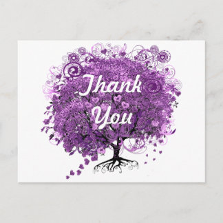 Postal Boda de árbol de hojas de corazón púrpura forestal