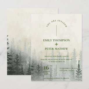 Postal Boda de Árboles Acuáticos Románticos de Bosques Mi
