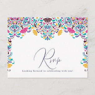 Postal Boda de Arcoíris con Estilo de Fiesta Mexicana Vib