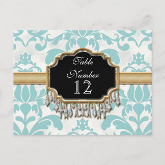 Postal Boda de aspecto de dorado de Damask con problemas
