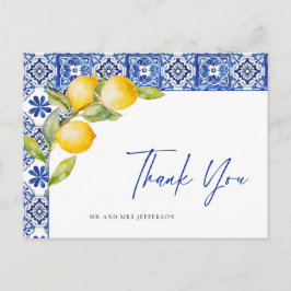 Postal Boda de Baldosas Azules Mediterráneas Lemons Graci