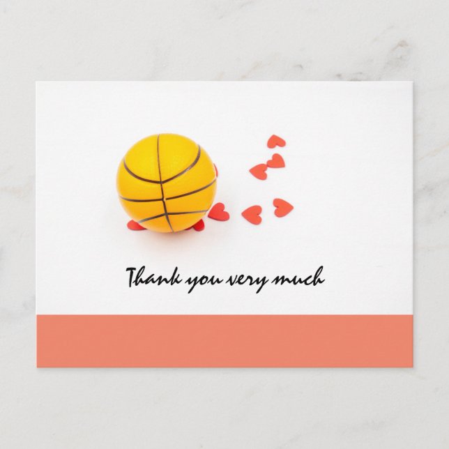 Postal Boda de baloncesto con corazones rojos amorosos (Anverso)