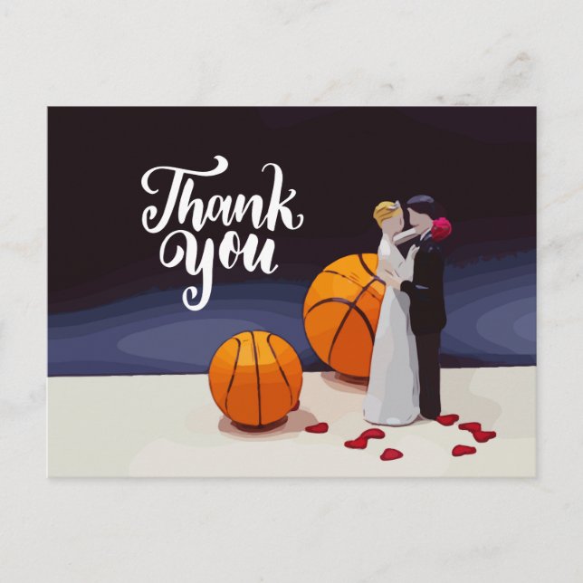 Postal Boda de baloncesto Gracias (Anverso)
