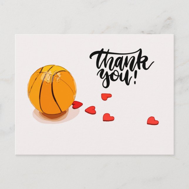 Postal Boda de baloncesto Gracias Postcard (Anverso)