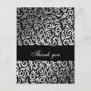 Postal Boda de borde giratorio negro y plateado Ombre