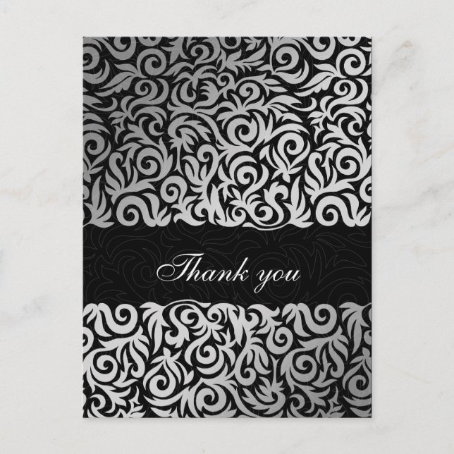 Postal Boda de borde giratorio negro y plateado Ombre (Anverso)
