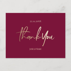 Postal Boda de Borgoña Gracias Cartas Elegantes Guión