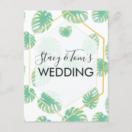 Postal Boda de Botánica Dibujada a Mano Monstera Tropical