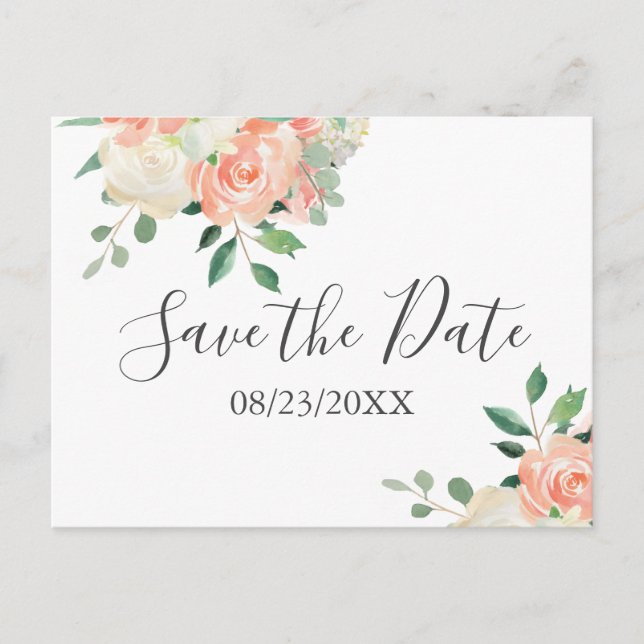 Postal Boda de Bouquet Peach Save the Date (Anverso)