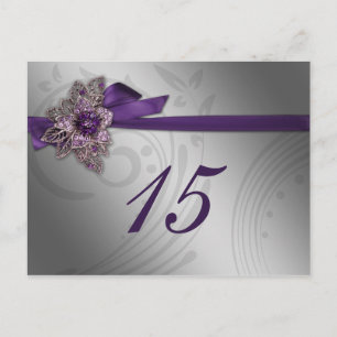 Postal Boda de broche vintage de la cinta Purple FAUX