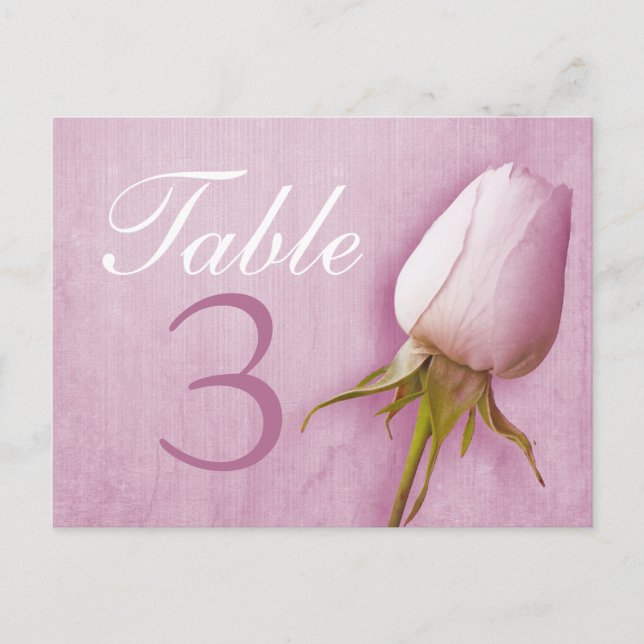 Postal Boda de brote de rosa púrpura número de tabla 1-9  (Anverso)