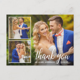 Postal Boda de caligrafía 3 Collage de fotos Gracias