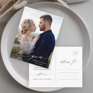 Postal Boda de caligrafía de Moda moderna. Gracias