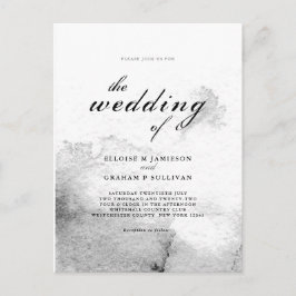 Postal Boda de caligrafía de ómbre blanco y negro