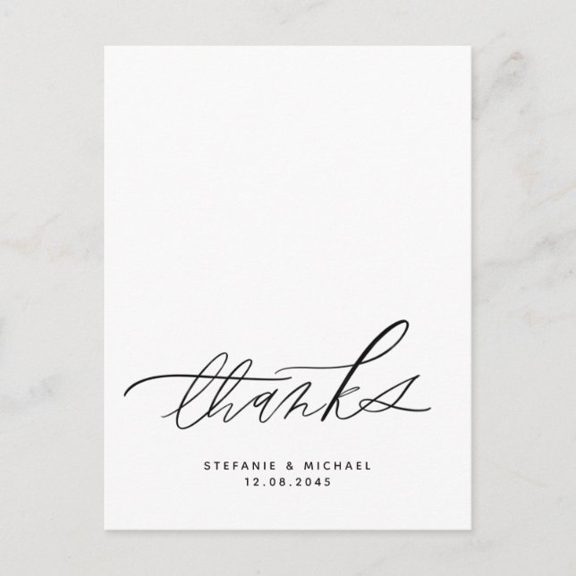 Postal Boda de caligrafía de pincel moderno Gracias (Anverso)