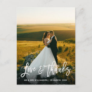 Postal boda de caligrafía fotográfica personalizada graci