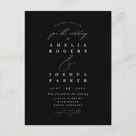 Postal Boda de caligrafía moderna minimalista negro