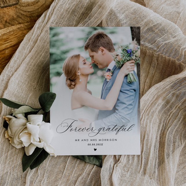 Postal boda de caligrafía negra gracias foto (Subido por el creador)