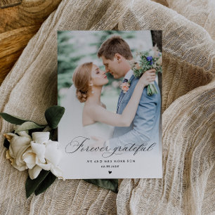 Postal boda de caligrafía negra gracias foto