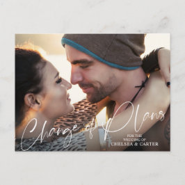Postal Boda de cambio de planes foto de escritura moderna