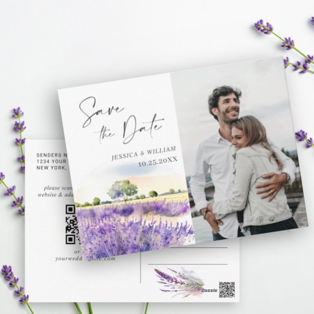 Postal Boda de campo de lavadora acuarela Guardar la fech (Subido por el creador)