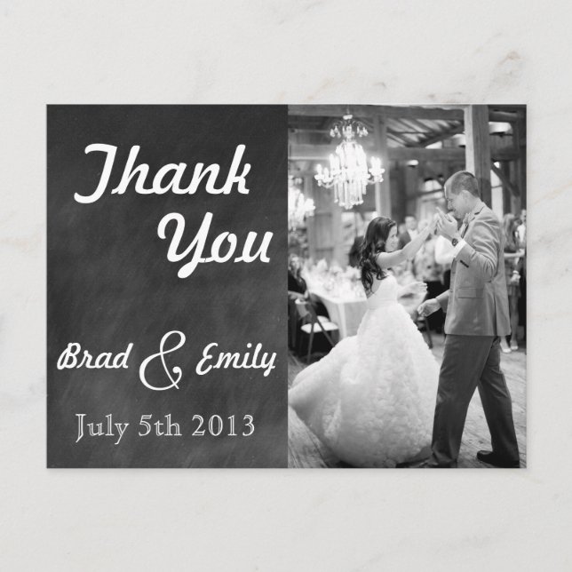 Postal Boda De Chalkboard Gracias Postcard (Anverso)