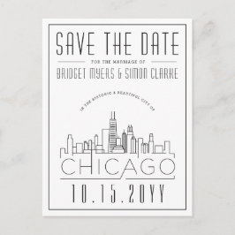 Postal Boda de Chicago | Estilizado Skyline Guardar la fe