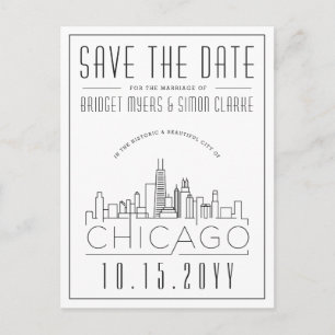 Postal Boda de Chicago   Estilizado Skyline Guardar la fe