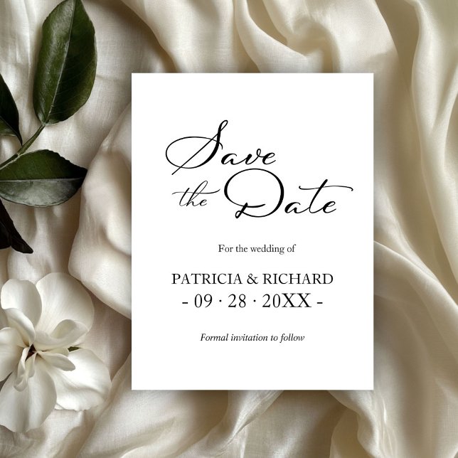 Postal Boda de código QR blanco negro Guardar la fecha (Subido por el creador)