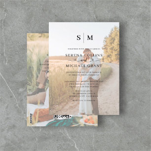 Postal Boda de código QR de caligrafía fotográfica