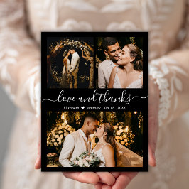 Postal Boda de Collage de fotos Black and White 3 Gracias