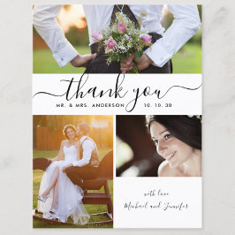 Postal Boda de Collage de fotos de script simple Gracias