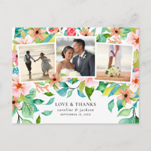 Postal Boda de Collage de fotos floral tropical Gracias
