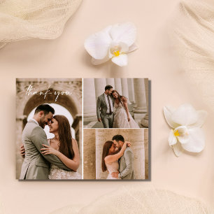 Postal Boda de Collage de fotos moderno Gracias