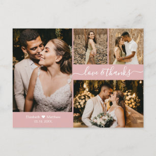 Postal Boda de Collage de fotos rosa Rubor moderno Gracia