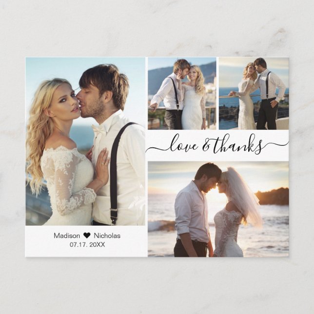 Postal Boda de Collage de Script Elegante de Presupuesto  (Anverso)