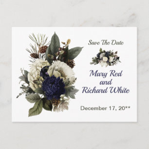 Postal Boda de colonias florales de invierno Conifer Salv