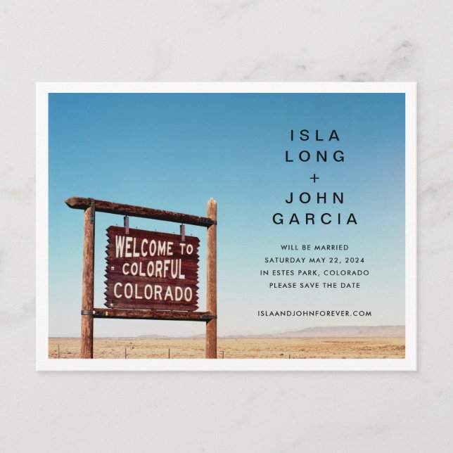Postal Boda de Colorado Salva la Fecha (Anverso)
