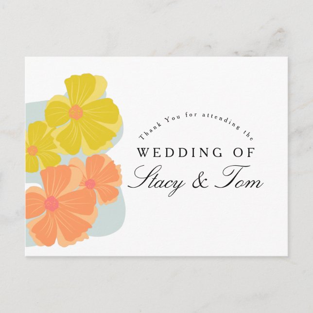 Postal Boda de Cosmos de Floración de Primavera Dibujada  (Anverso)
