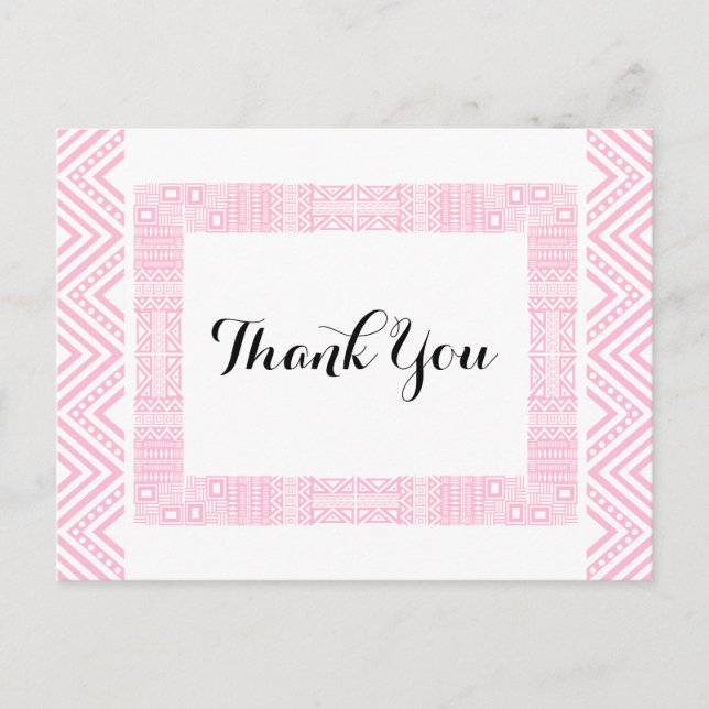 Postal Boda de Diseño Étnico Gracias Postcard 1 (Anverso)