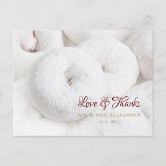 Postal Boda de Donut de Azúcar en Polvo