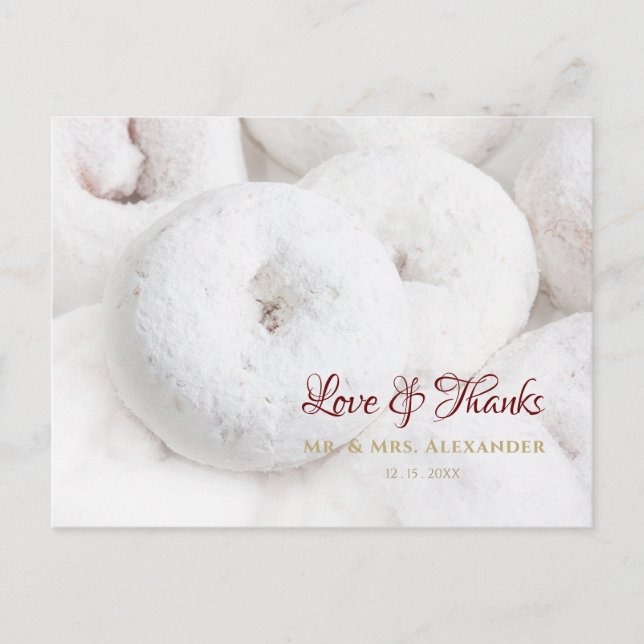 Postal Boda de Donut de Azúcar en Polvo (Anverso)