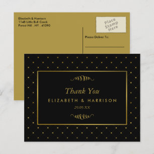 Postal Boda de efectos modernos en negro y Relieve metali