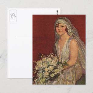 Postal Boda de época, retrato de novia victoriana