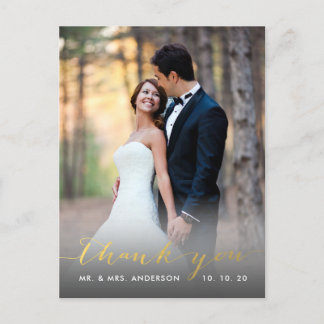 Postal Boda de escritura a mano de Relieve metalizado dor