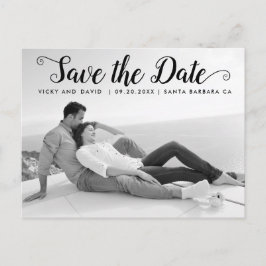 Postal Boda de escritura negra moderna Guardar la foto de