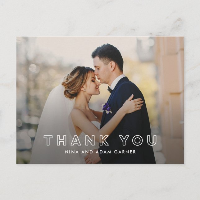 Postal Boda de esquema simple Gracias Postcard (Anverso)