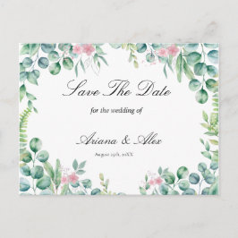 Postal Boda de Eucalipto Floral Guardar la Fecha