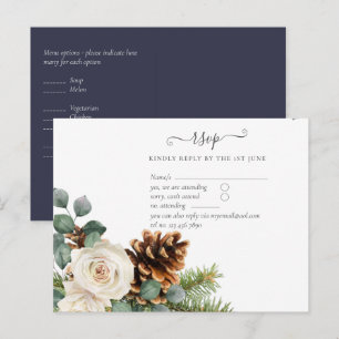 Postal BODA de Eucalyptus Pine Cones de Invierno PRESUPUE